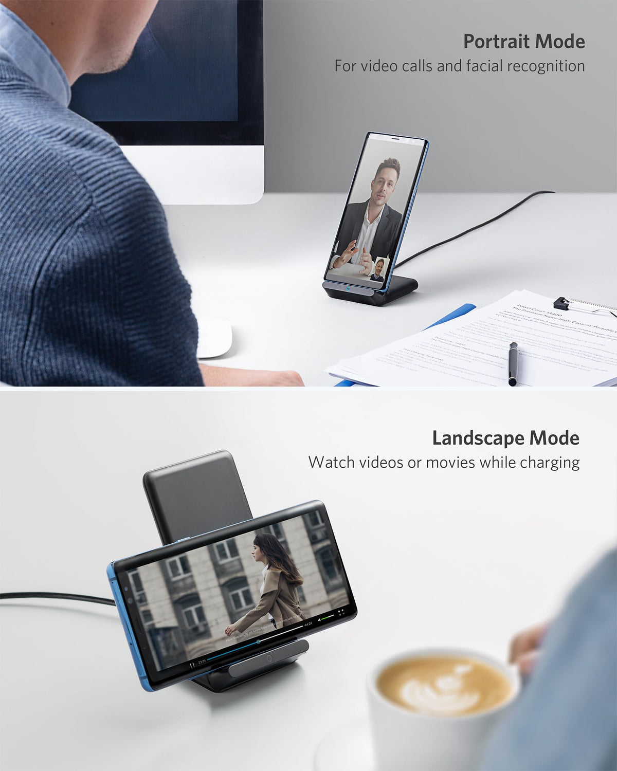 Anker 313 Wireless Charger Stand, Qi-Certified, 10W Max, Micro-USB