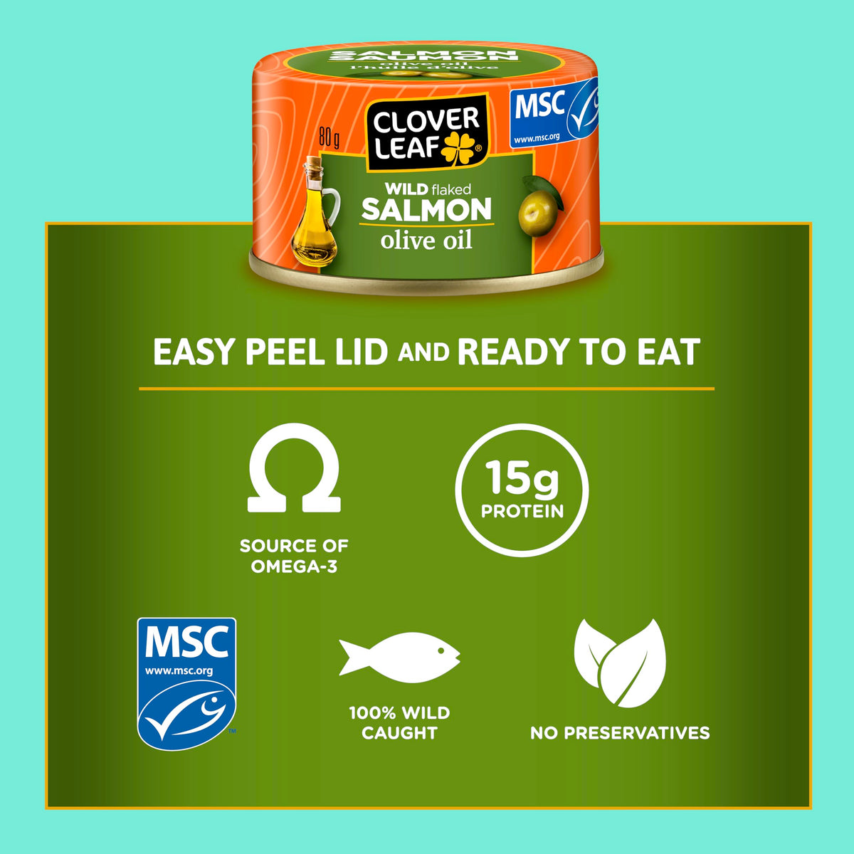 Clover Leaf Wild Flaked Pink Salmon in Olive Oil, 24 x 80g Cans