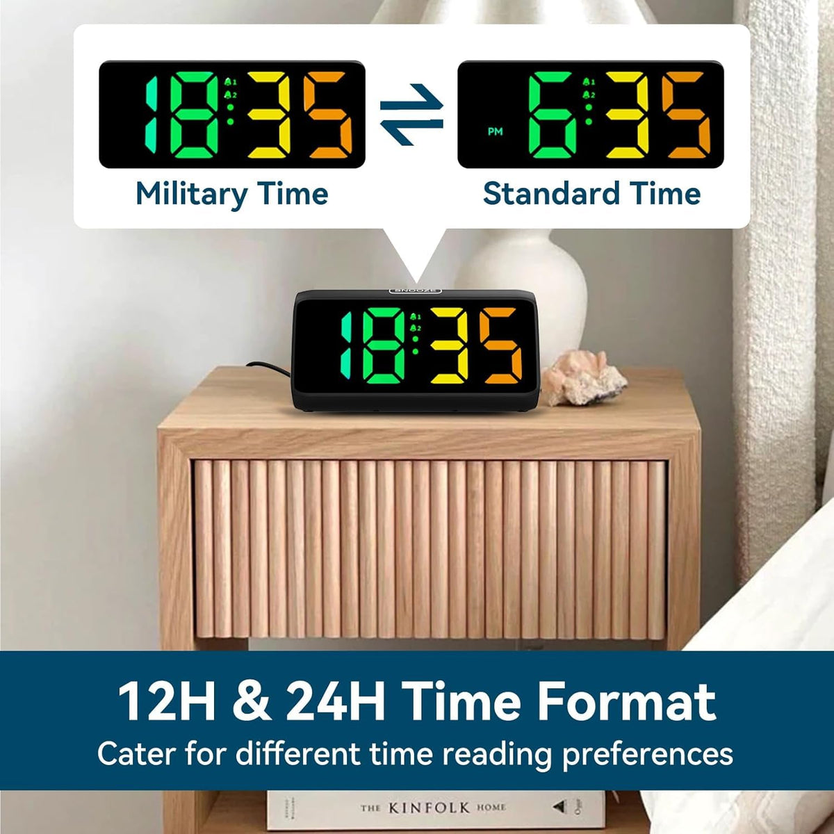 Netzu RGB Digital Alarm Clock, Black