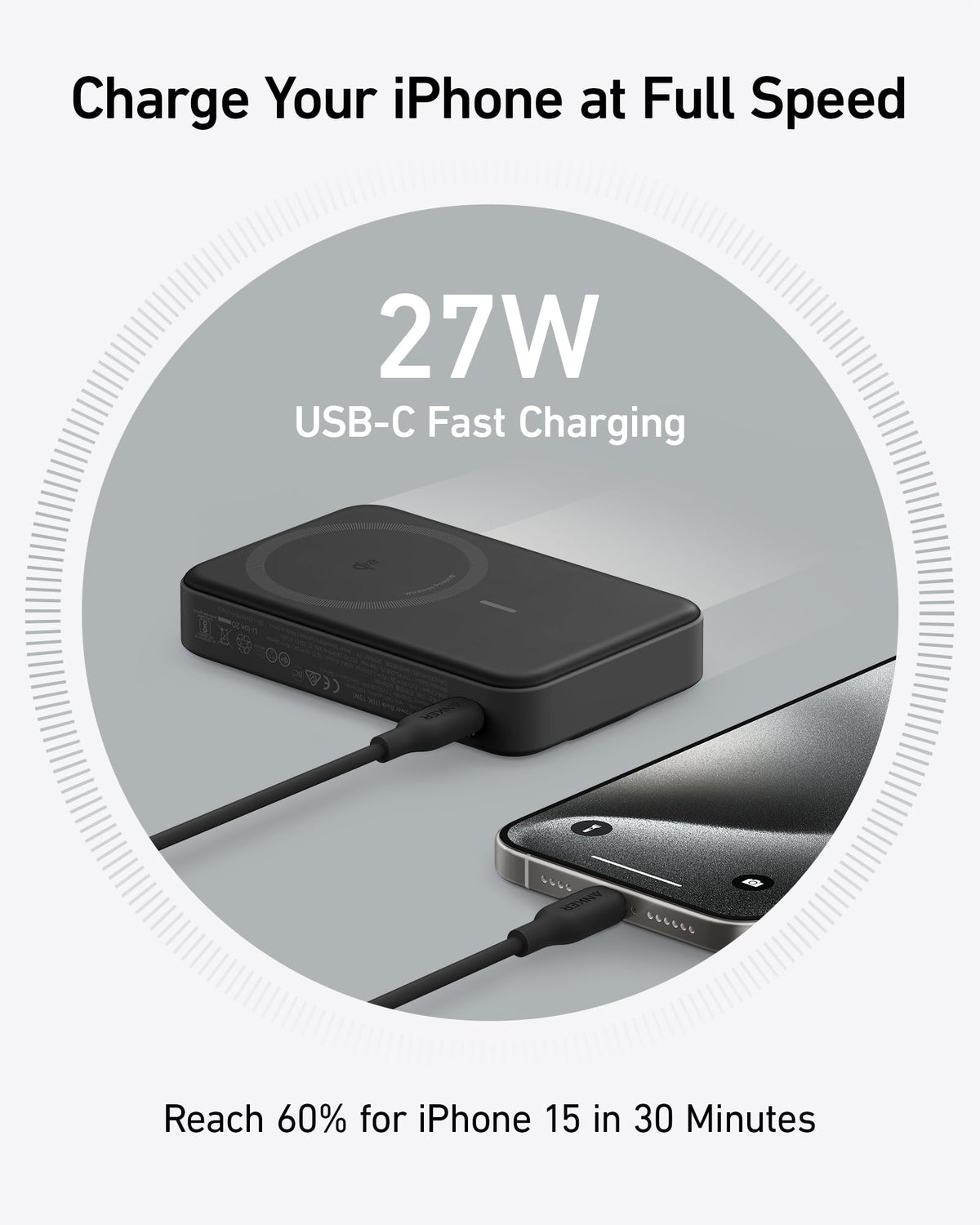 Anker MagGo Power Bank, Qi2 15W, 10,000mAh, Foldable Stand