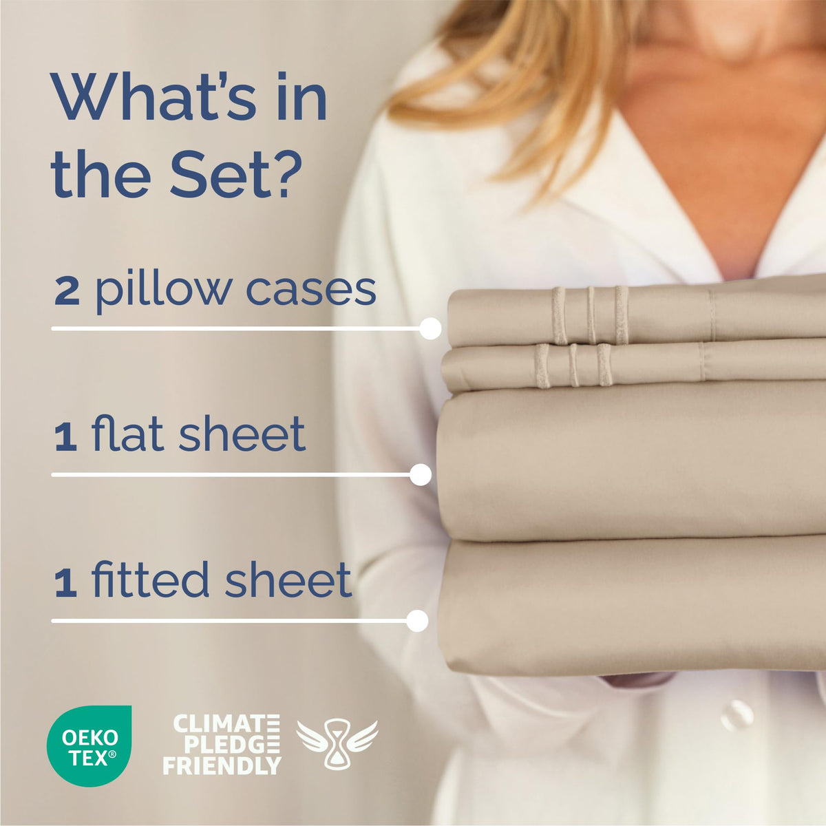 CGK Unlimited Brushed Microfibre Sheet Set, Queen, Cream