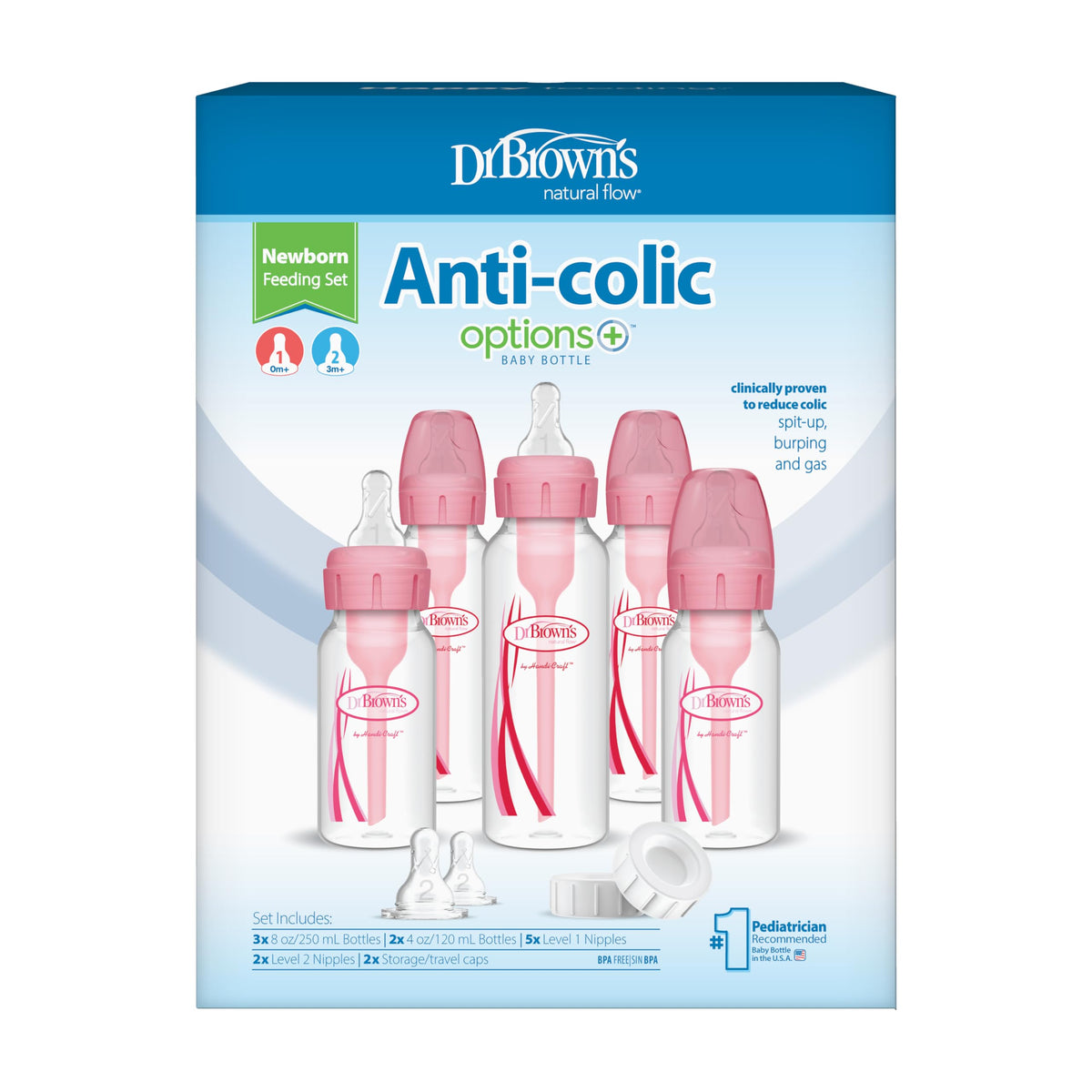 Dr. Brown's Options+ Narrow Baby Bottle Gift Set, Pink