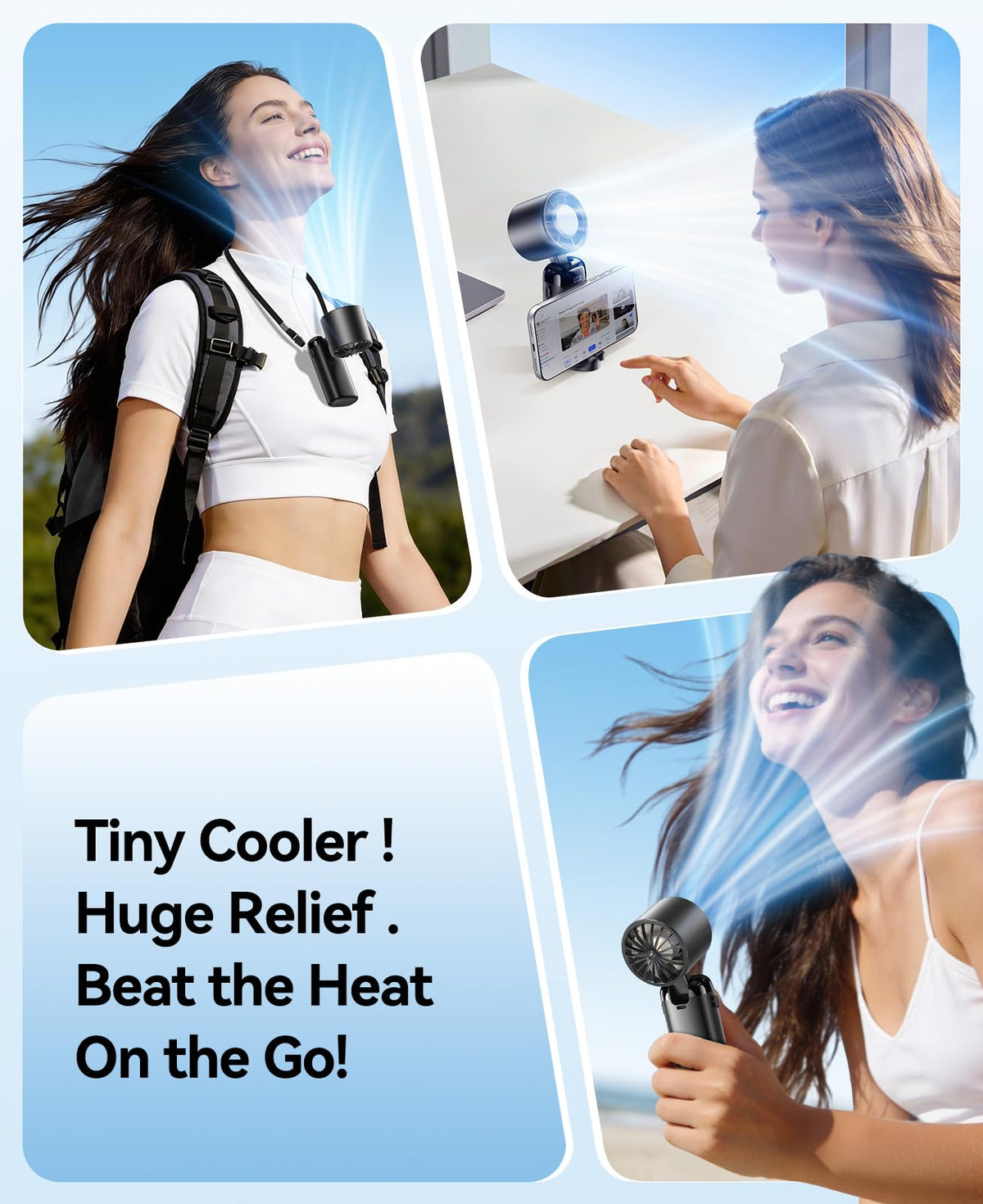 KIMMOO Portable Handheld Turbo Fan with Ice Cooler