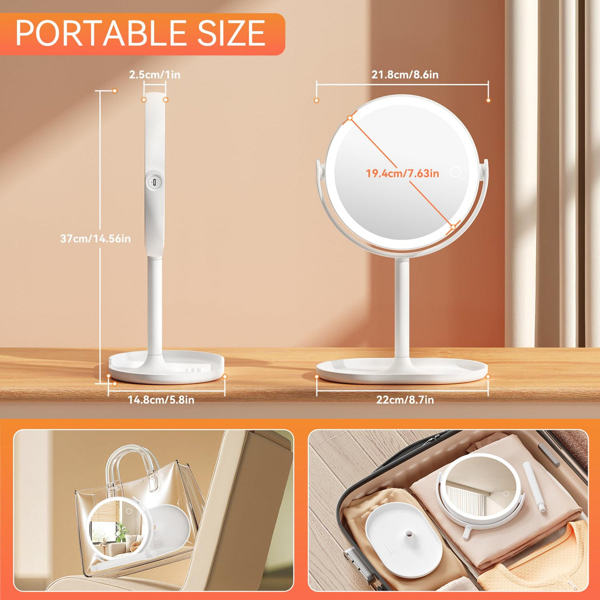 Auxmir Lighted Magnifying Makeup Mirror, 30X/1X, Rechargeable