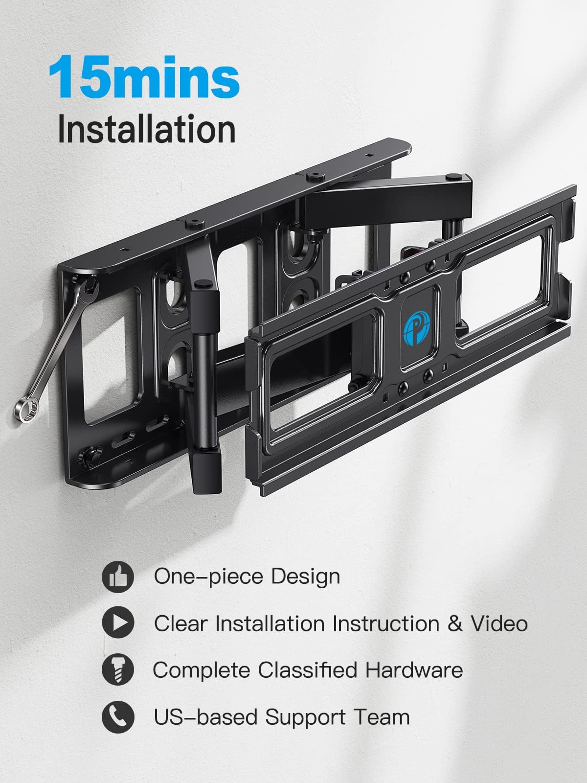 Pipishell Full Motion TV Wall Mount for 26-74 in TVs, 99 lb