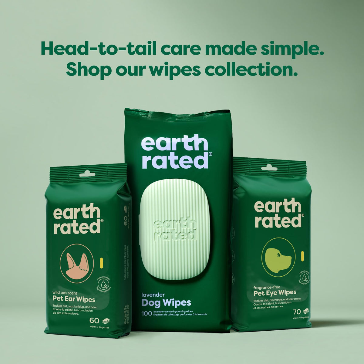 Earth Rated Lavender Scented Dog Wipes, 400 Count
