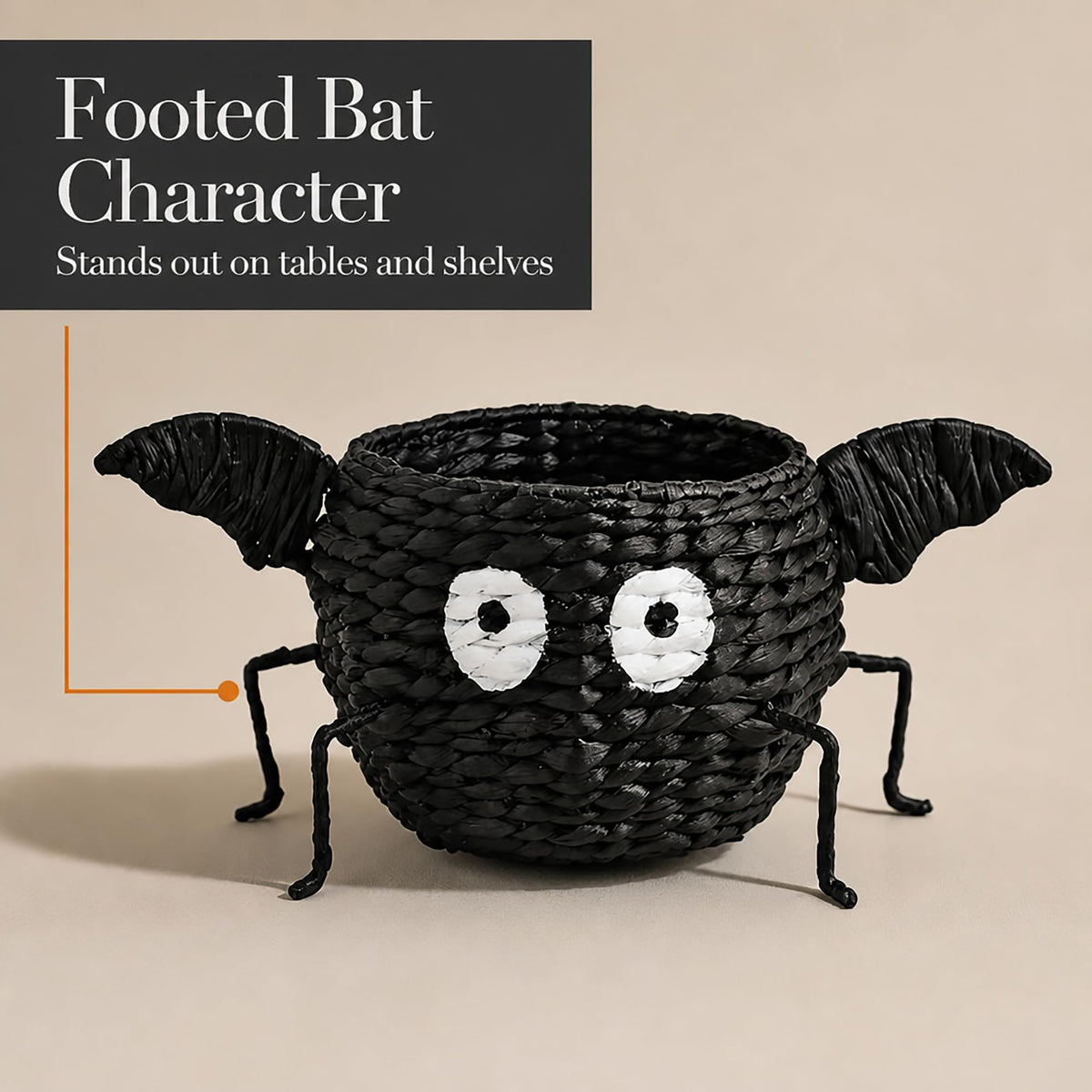 Mud Pie Halloween Bat Candy Bowl, Footed