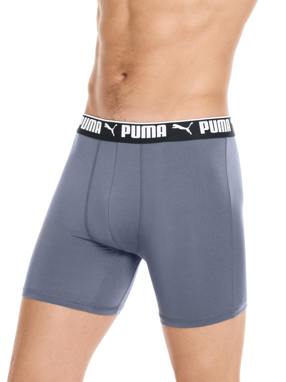 Puma Men's 4 Pack Active Stretch Boxer Briefs, Black/Grey, Medium