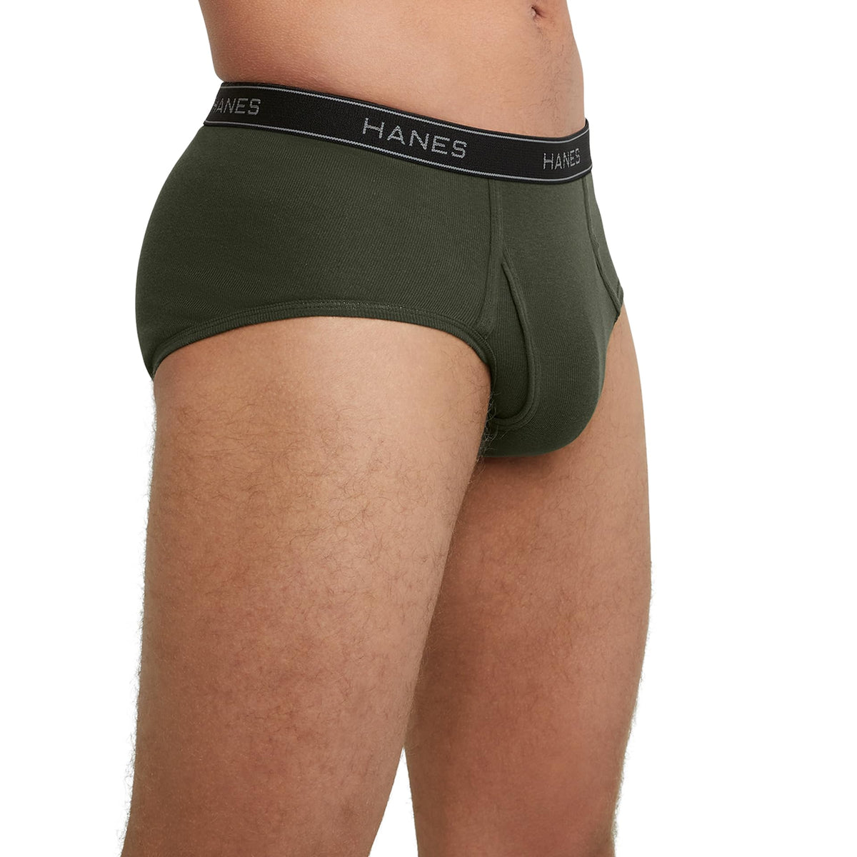 Hanes Men's Exposed Waistband Mid-Rise Briefs, 6 Pack, White/Black, S