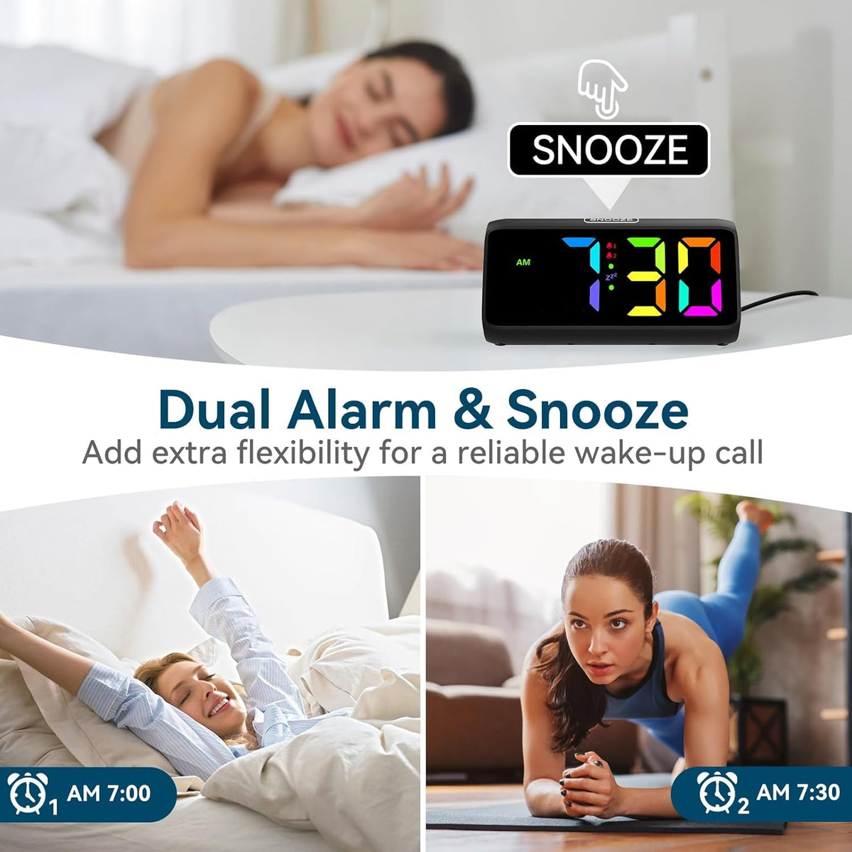 Netzu RGB Digital Alarm Clock, Black