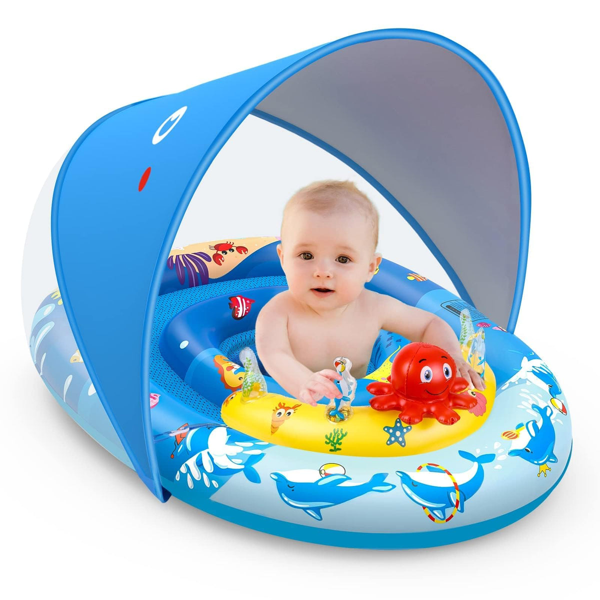 EZIGO Baby Pool Float with UPF 50+ Canopy, 6-36 Months