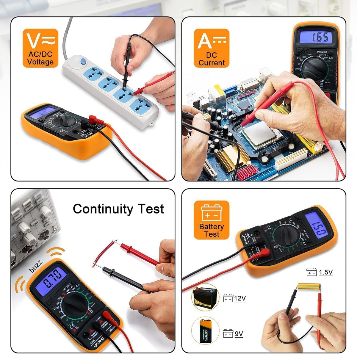Digital Multimeter with Test Leads & Backlit LCD