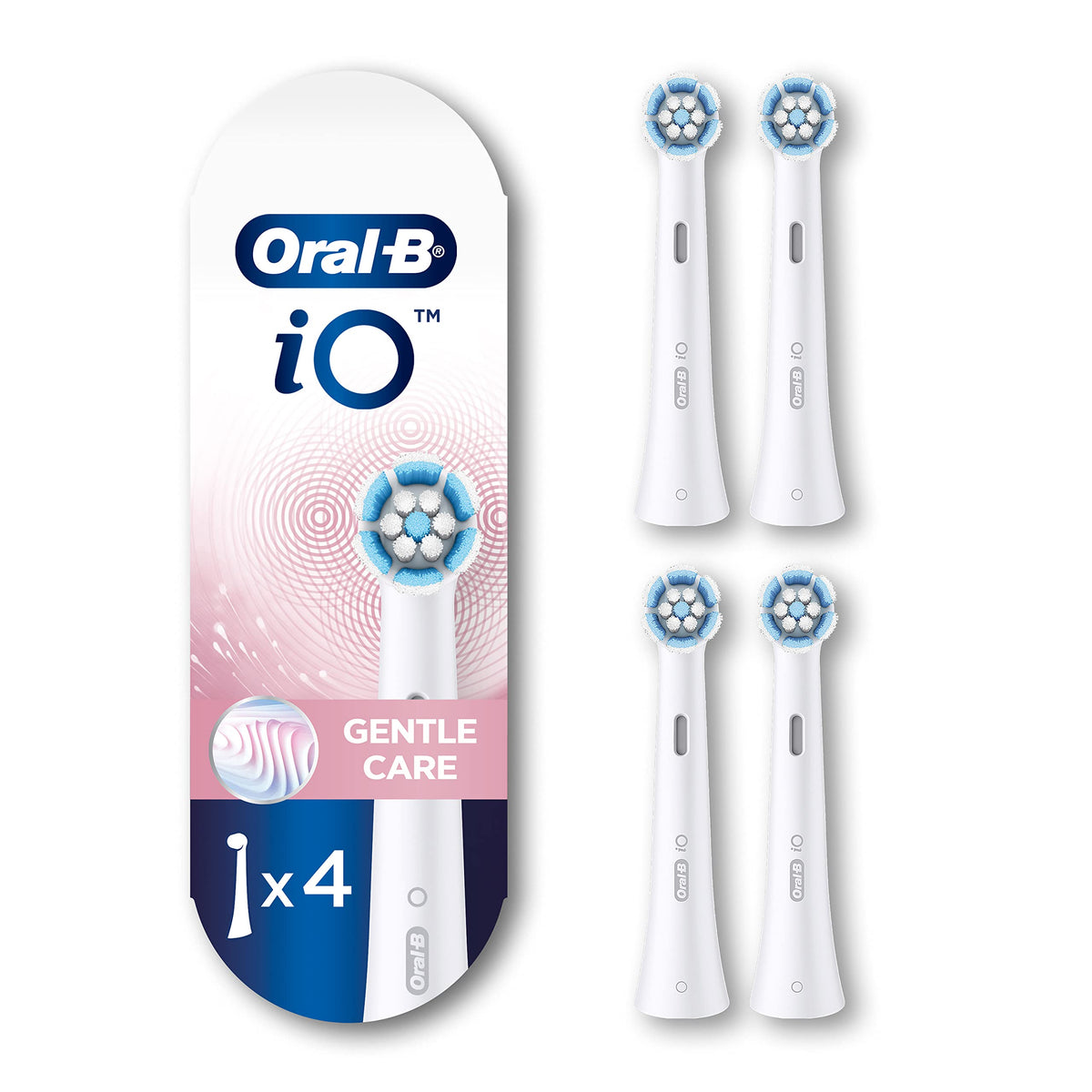 Oral-B iO Gentle Care Replacement Brush Heads, White (4 Count)