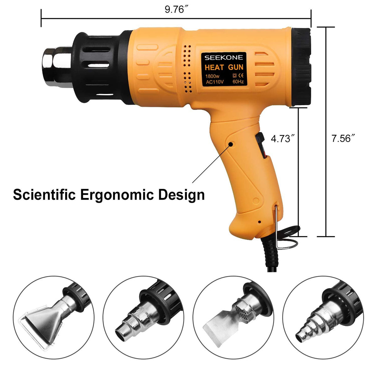 SEEKONE 1800W Variable Temperature Heat Gun Kit