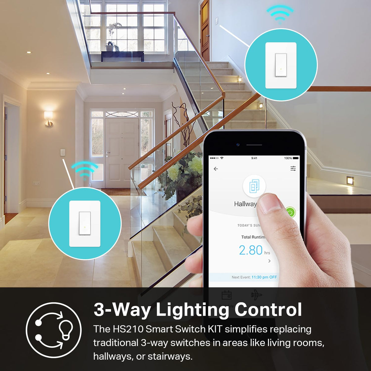 Kasa Smart 3-Way Light Switch Kit HS210, White