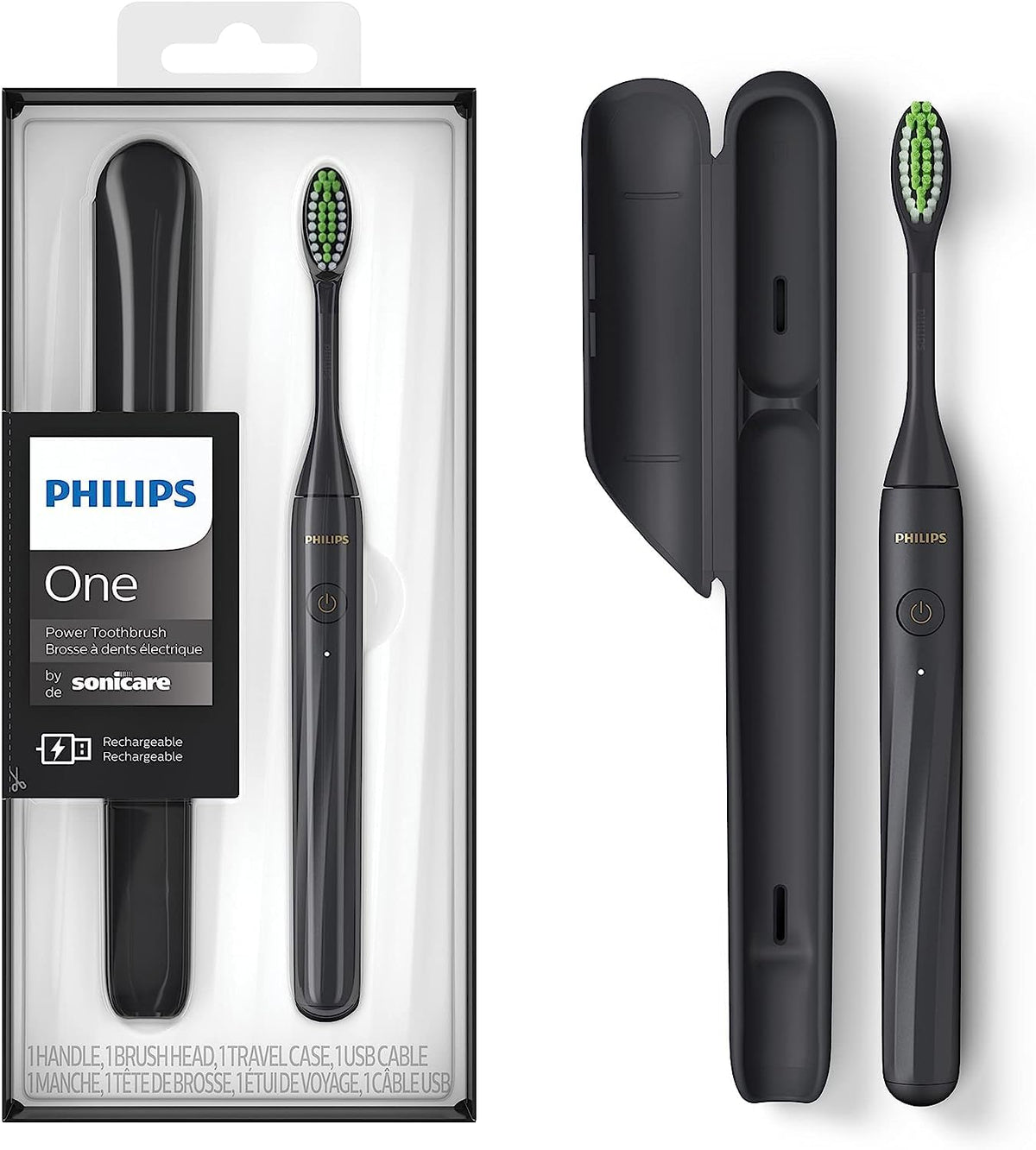 Philips One by Sonicare Battery Toothbrush, 1 Brush Head, Black