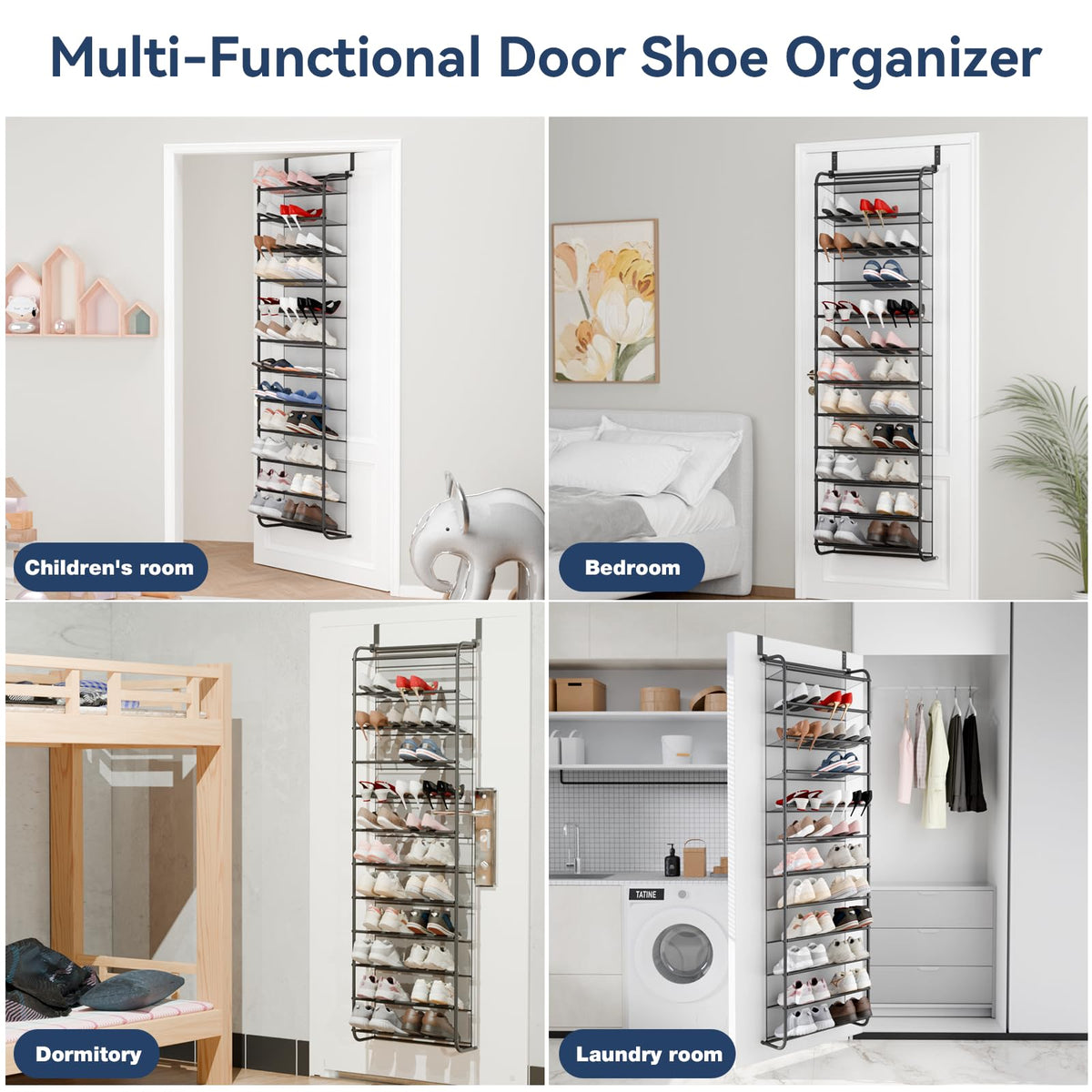 Whitmor Over-The-Door Shoe Organizer, 36 Pair, Gunmetal Gray