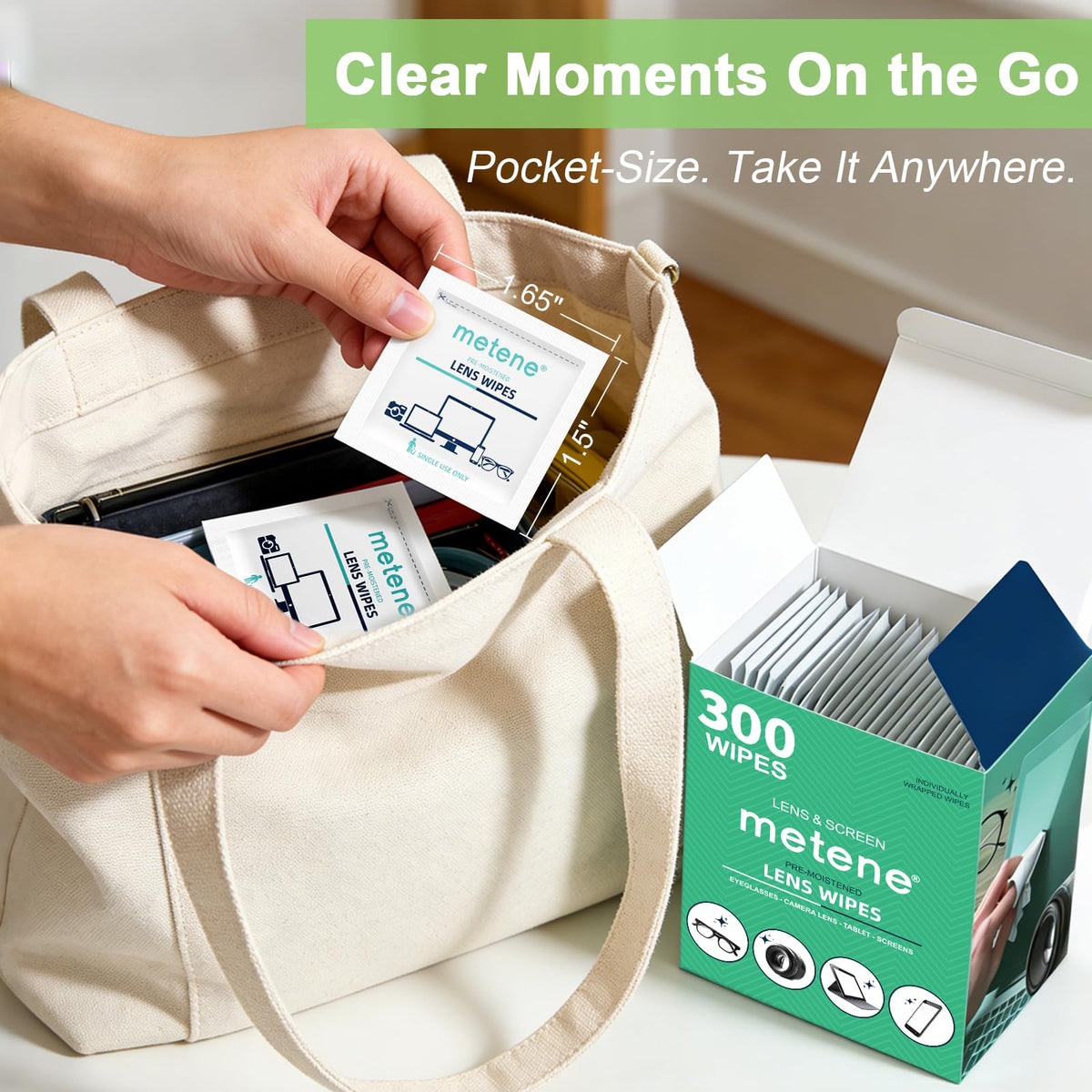 Metene Lens Wipes, 300 Count