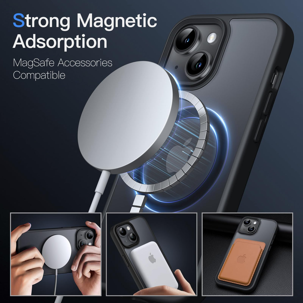 JETech Magnetic Case for iPhone 14, 6.1-Inch, MagSafe, Black