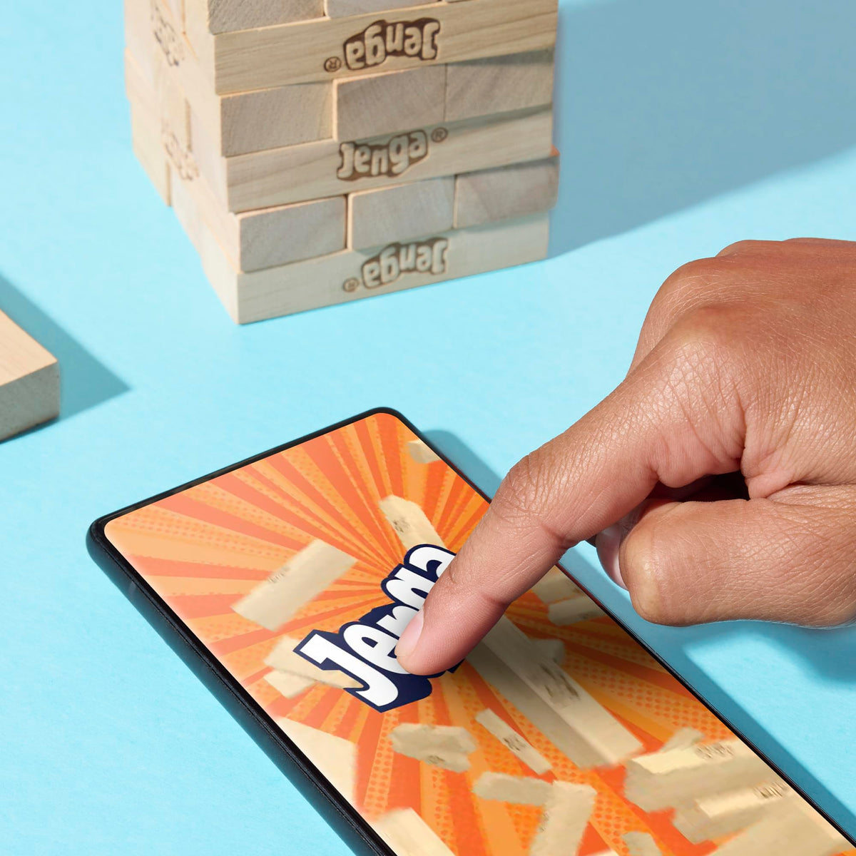 Hasbro Jenga Classic Wood Block Game with Digital Die