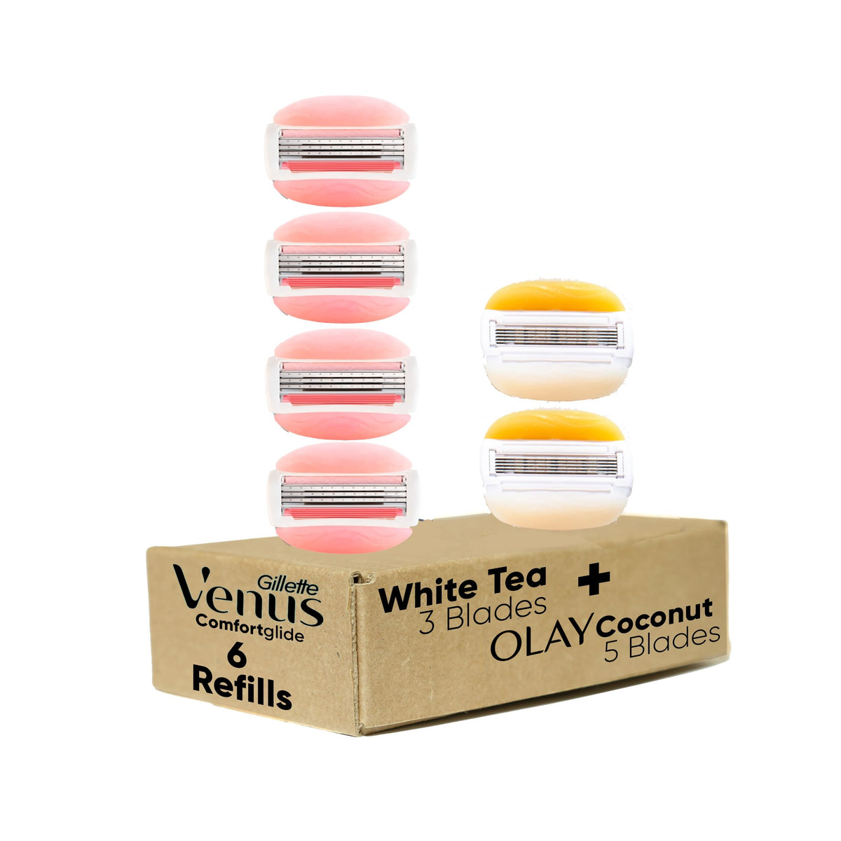 Gillette Venus ComfortGlide White Tea and Olay Razor Refills, 6 Count