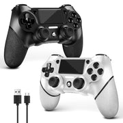 AceGamer Wireless Controllers for PS4 and PC, 2-Pack, Black and White
