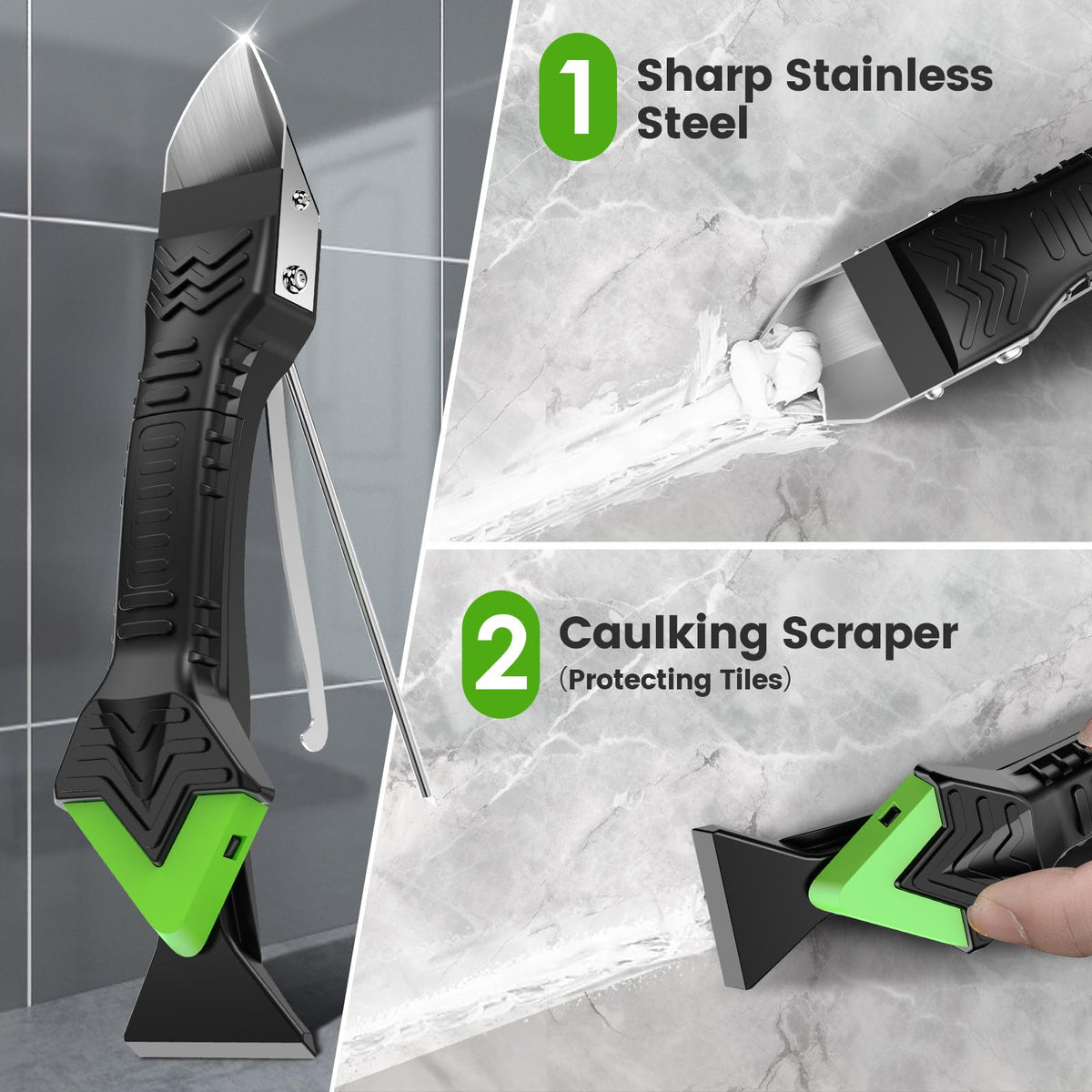 5-in-1 Silicone Caulking Tool Kit with Grout Scraper