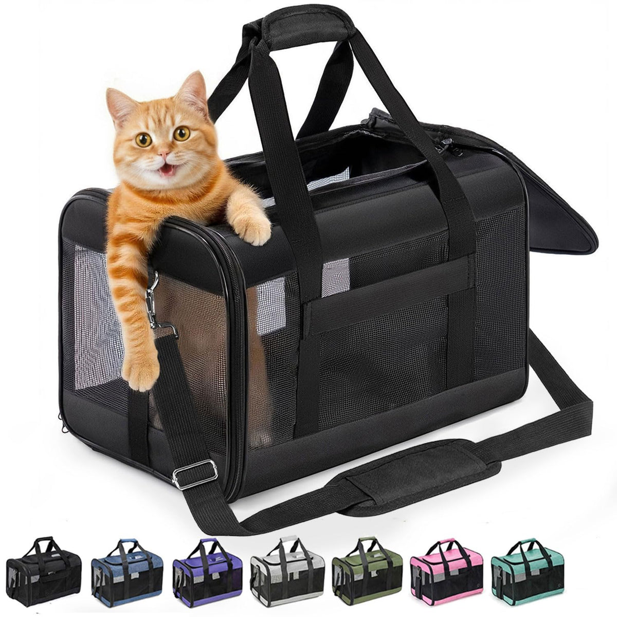 Conlun Airline Approved Soft-Sided Pet Carrier, Black, M
