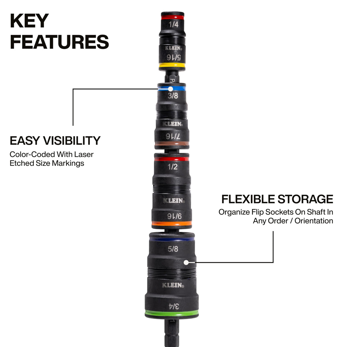 Klein Tools 32934 Impact Driver, 9-in-1 SAE Impact Socket Set