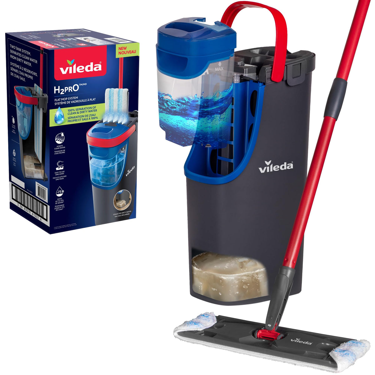 Vileda H2prO Flat Mop and Bucket Set