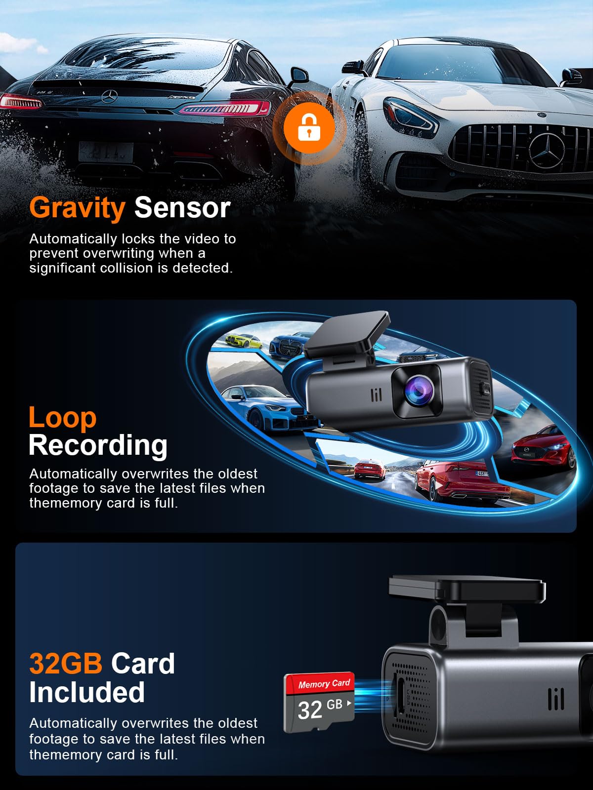 galphi 4K Front Dash Cam with 5G WiFi & 32 GB Card