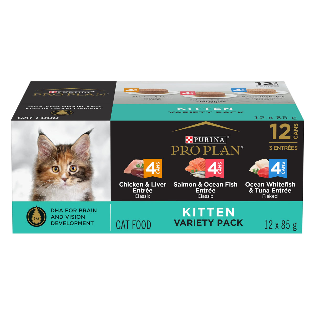Purina Pro Plan Kitten Wet Cat Food Variety Pack, 85 g x 12, 2 Pack