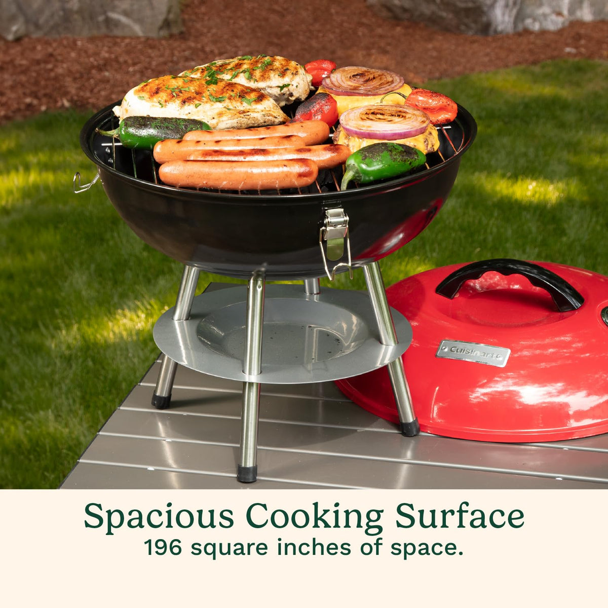 Cuisinart Outdoor Portable Charcoal Grill, 14", Red, CCG-190RBC
