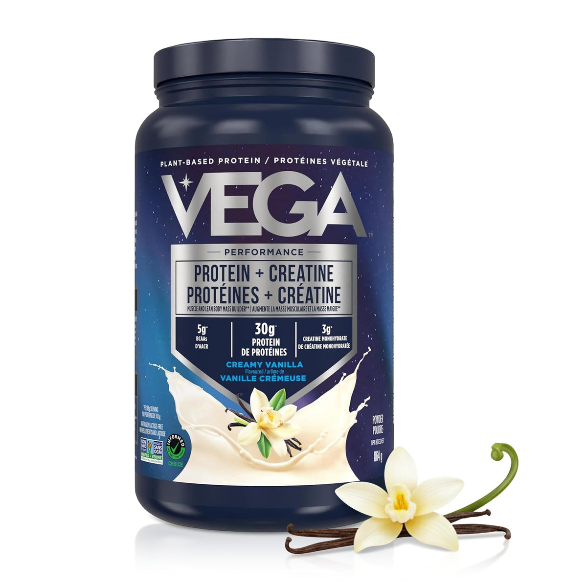Vega Protein + Creatine Plant-Based Protein Powder, Vanilla, 864 g