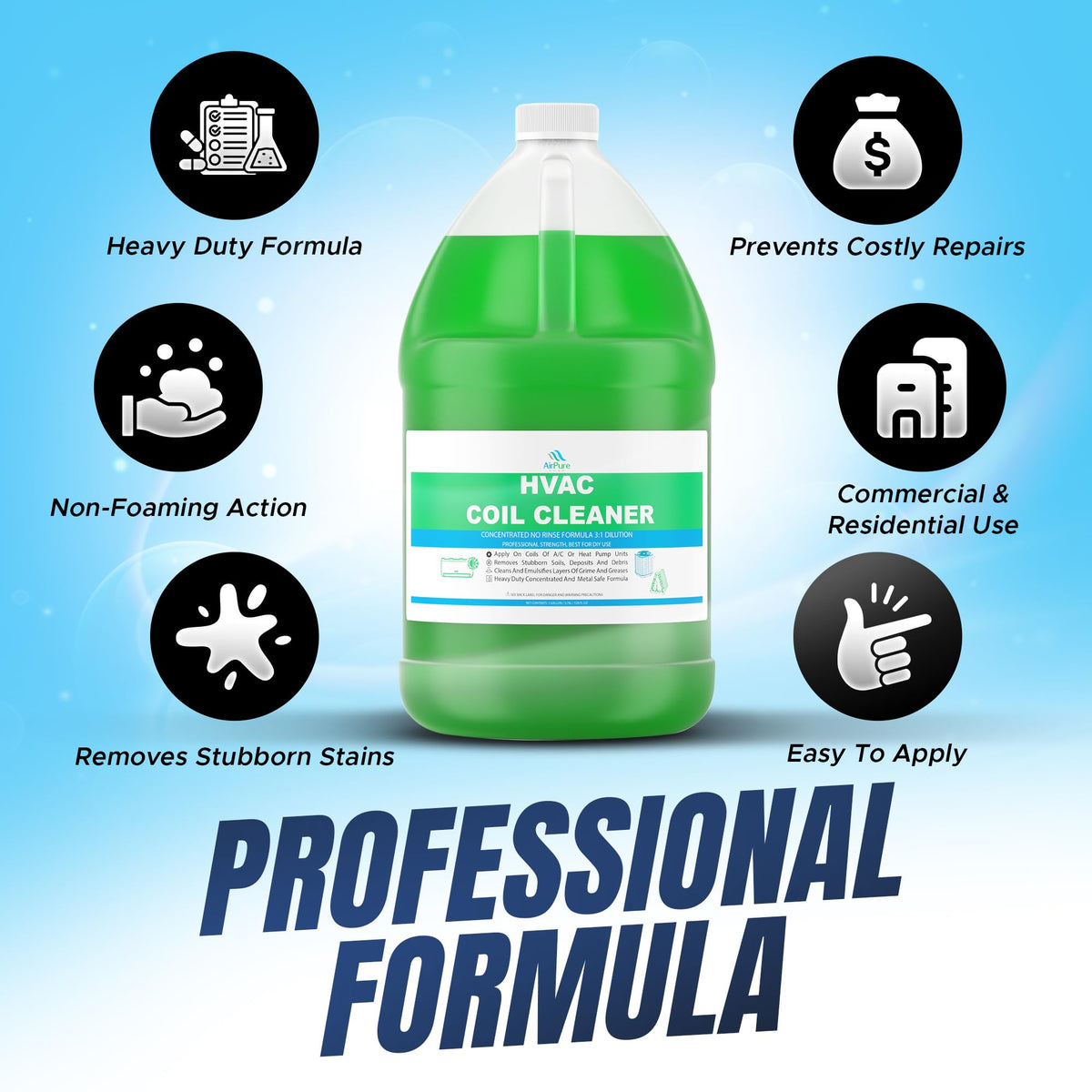 AC Evaporator Coil Cleaner, No-Rinse, 1 Gallon (3.78 L)