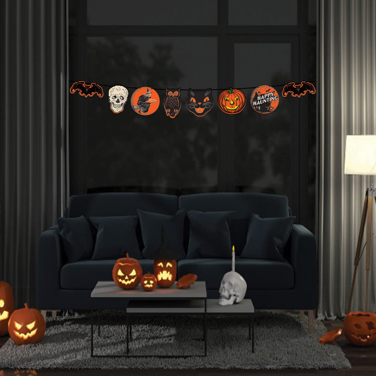 Beistle Retro Vintage Halloween Banners, 2 Piece, 8 In x 6 Ft