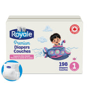 Royale Premium Diapers, Size 1 (8-14 lb), 198 Count