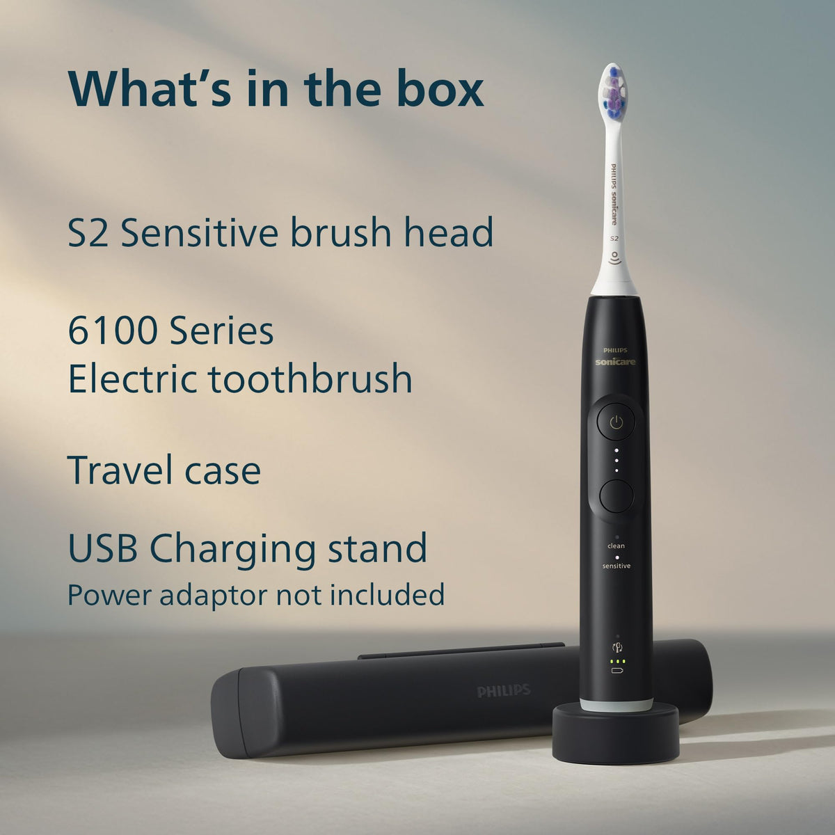 Philips Sonicare 6100 Series Electric Toothbrush, Black, HX7401/06