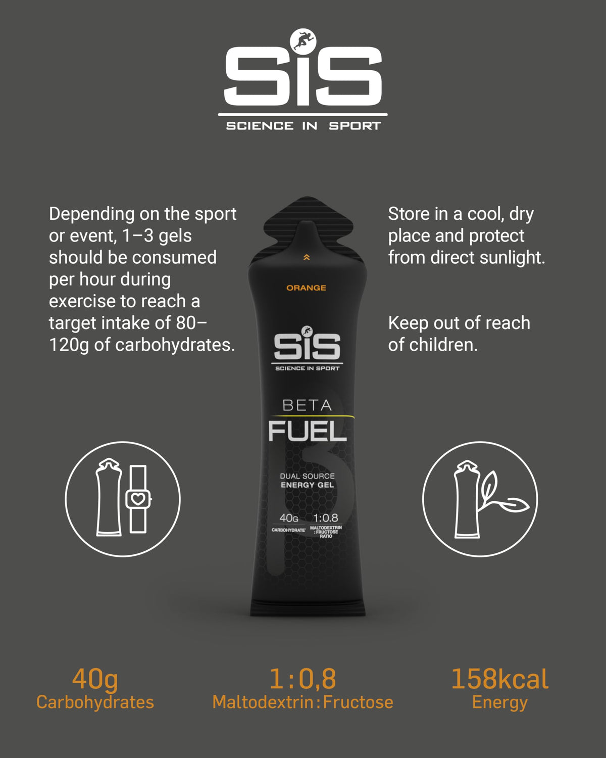 Science in Sport Beta Fuel Gel, Orange, 60 mL
