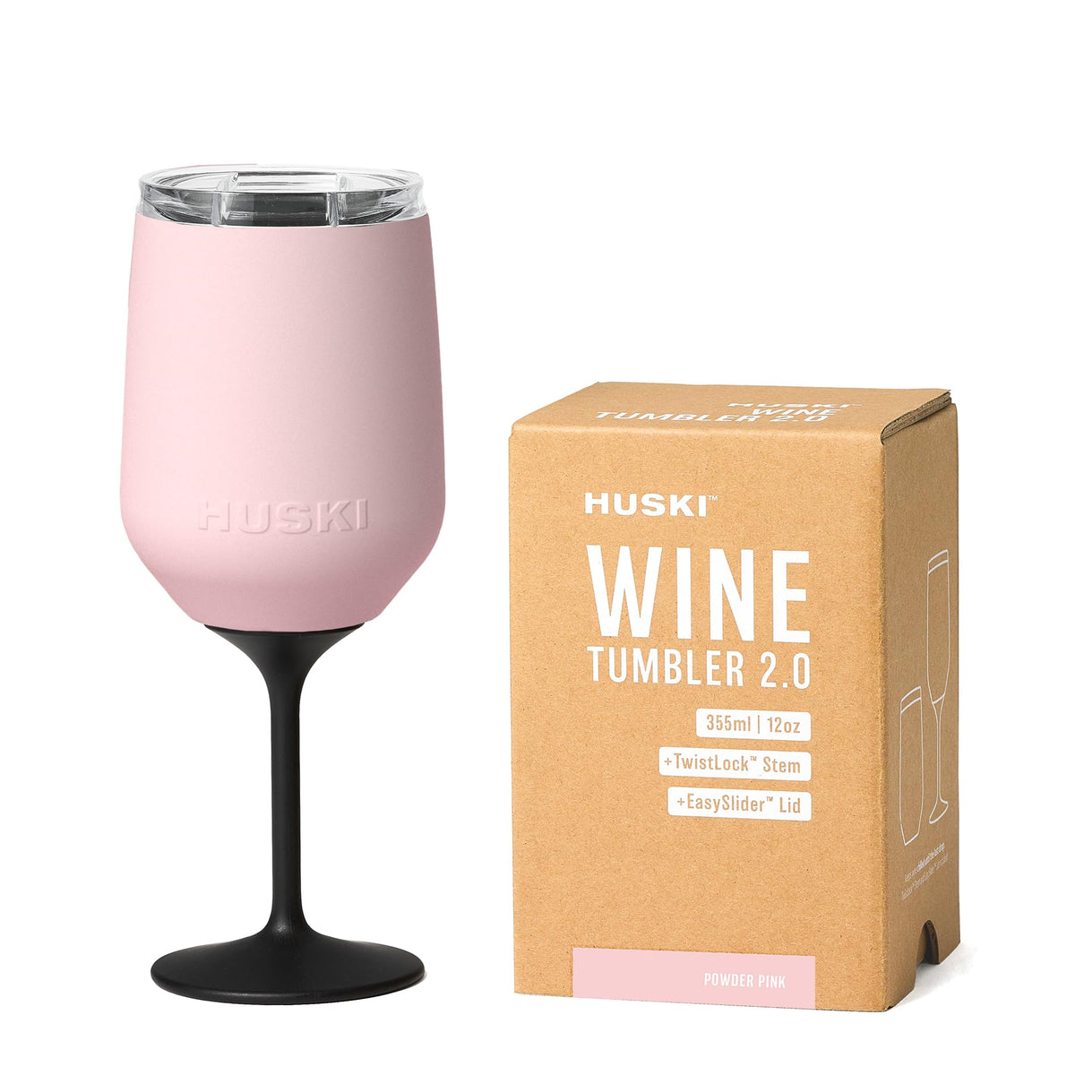 Huski Wine Tumbler 2.0 with Detachable Stem, 355 ml, Powder Pink