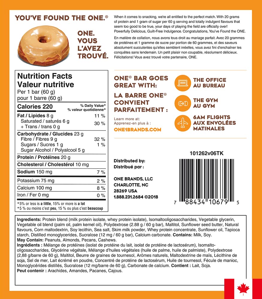 ONE Protein Bars, Maple Glazed Doughnut, 12 x 60 g