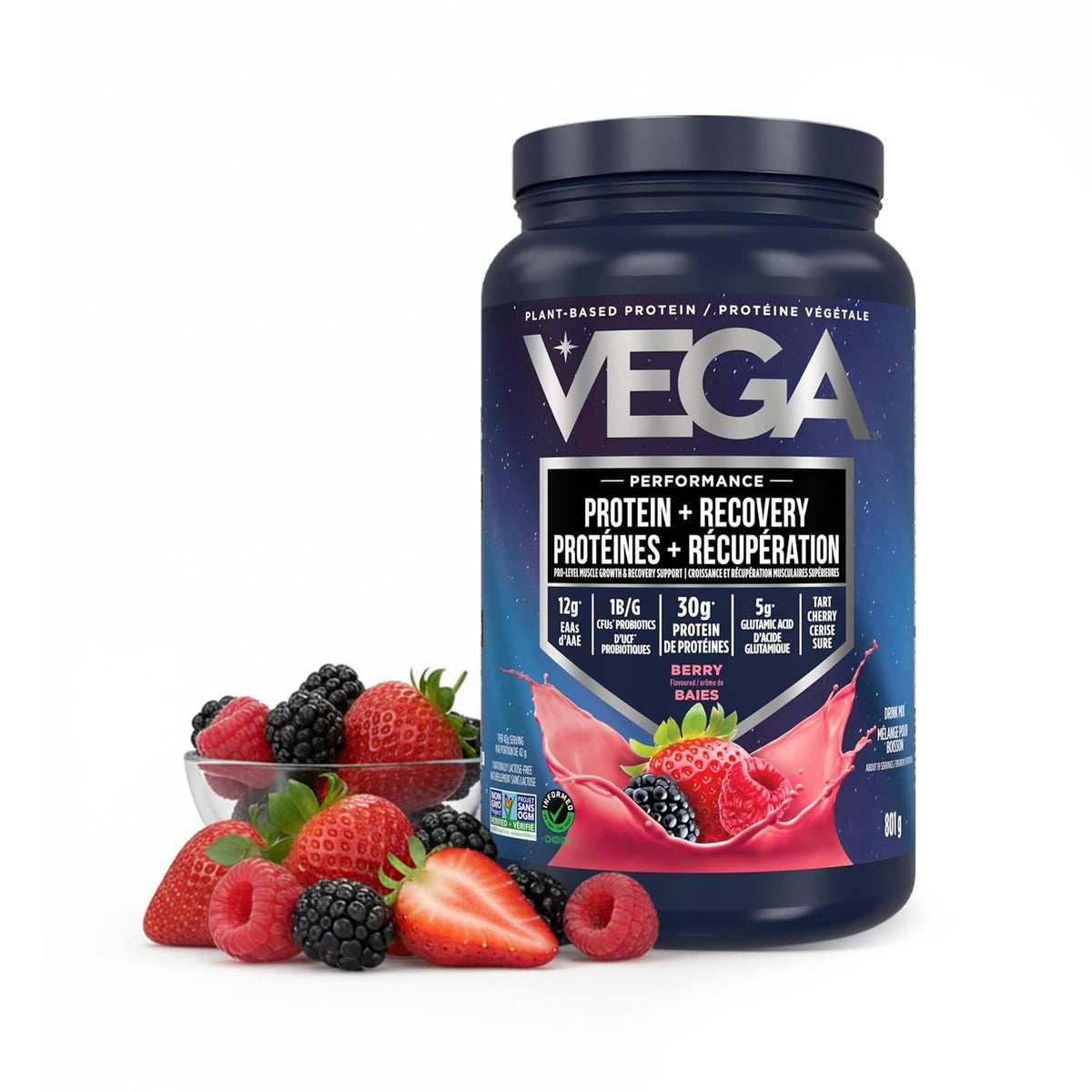 Vega Protein + Recovery Protein Powder, Berry, 801 g