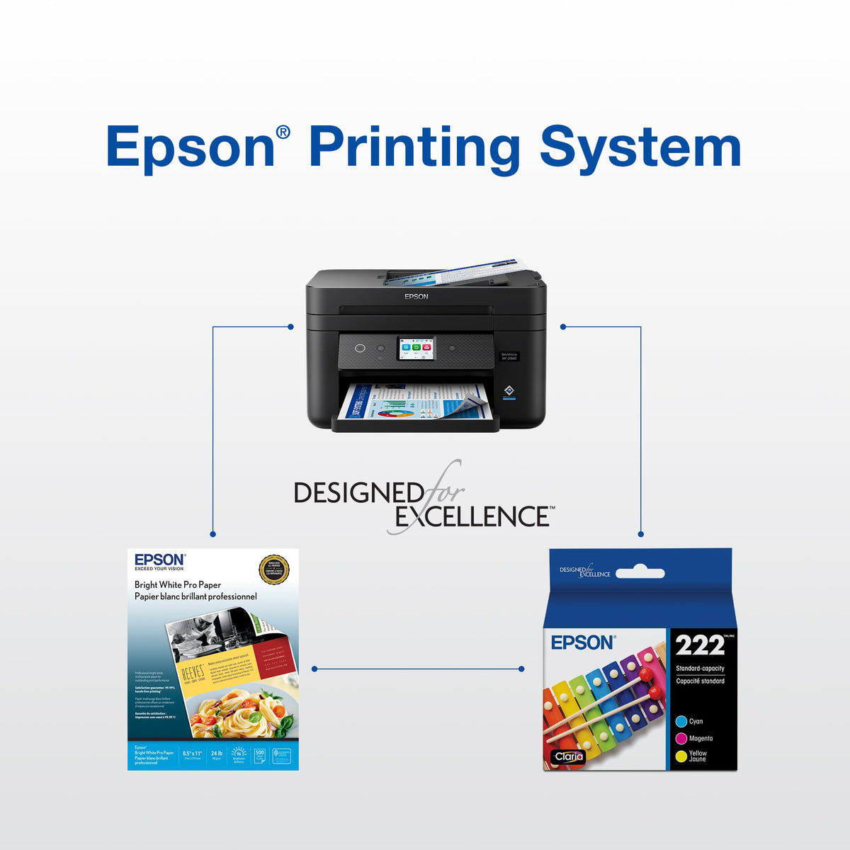 Epson 222 Genuine Ink Combo Pack, Black and Colour, T222120-BCS