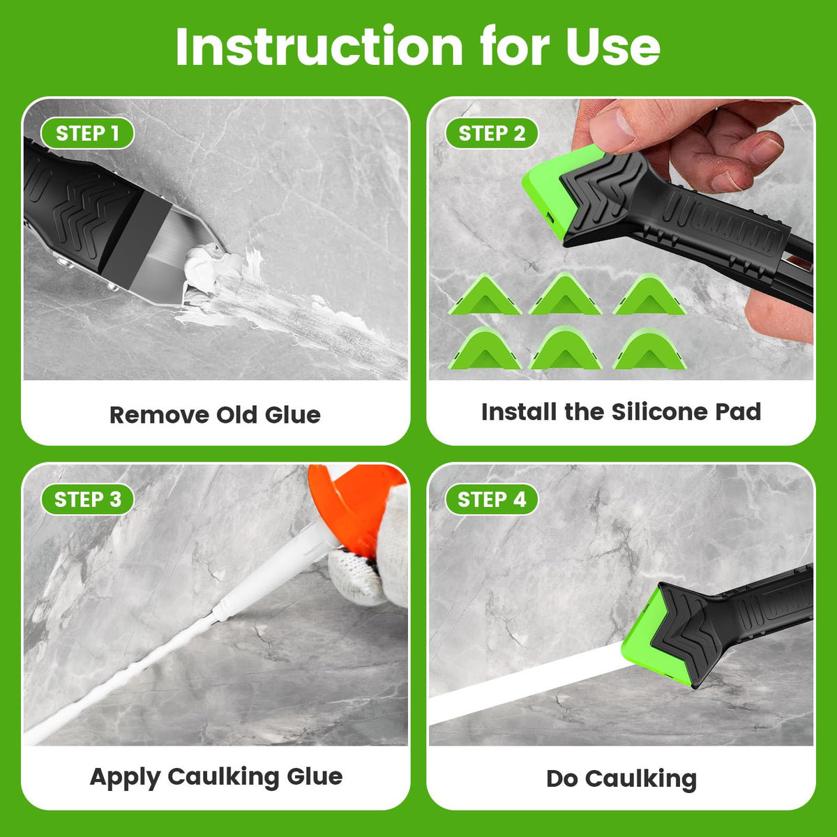 5-in-1 Silicone Caulking Tool Kit with Grout Scraper