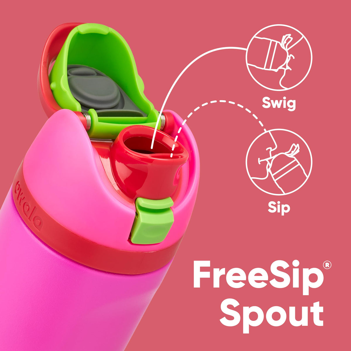 Owala Kids FreeSip Insulated Water Bottle, 16 oz, All the Berries