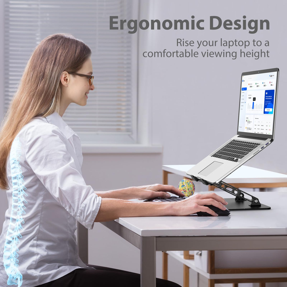 Gogoonike Adjustable Foldable Laptop Stand, Metal, 10-15.6"