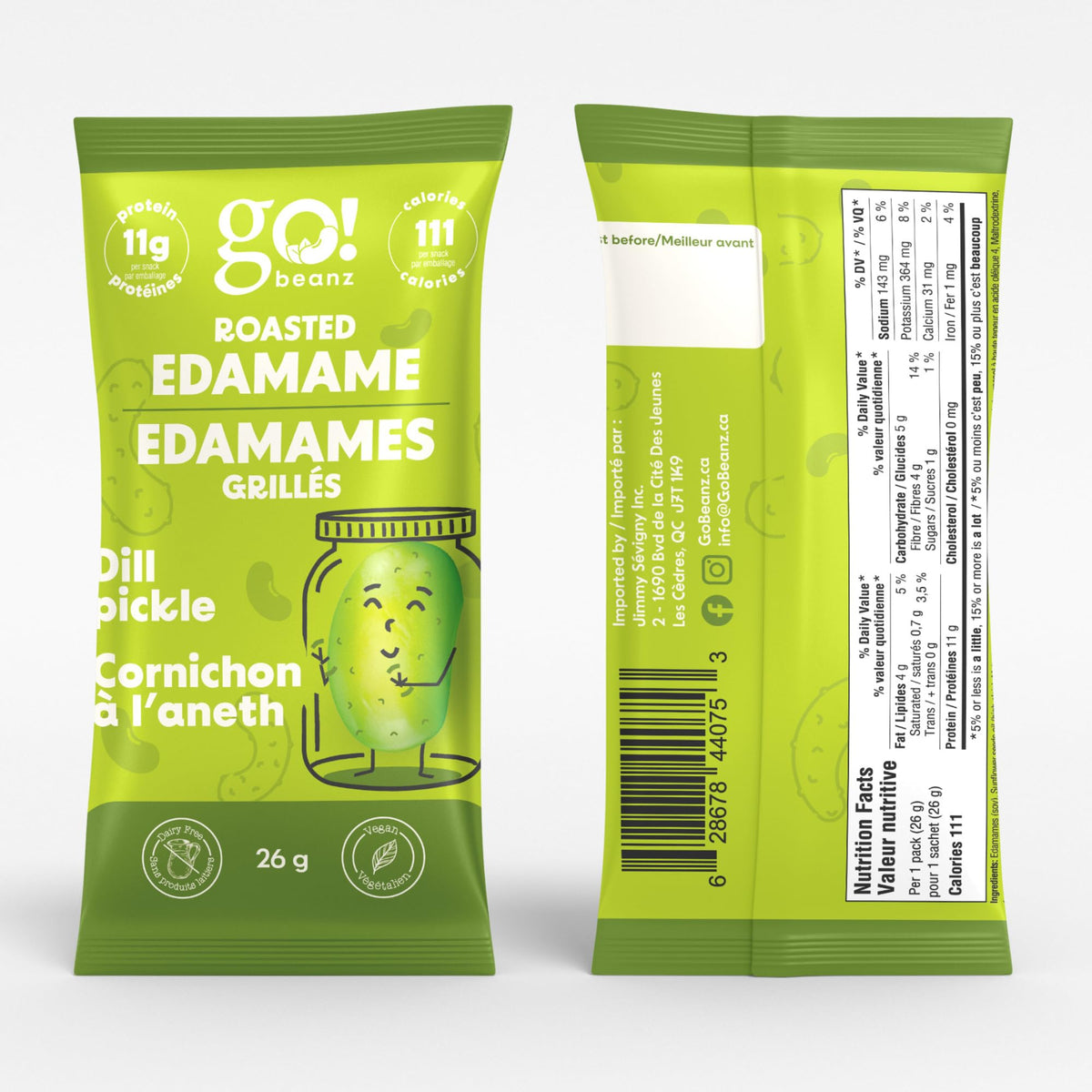 GoBeanz Crunchy Roasted Edamame, Dill Pickle, 20 x 26 g