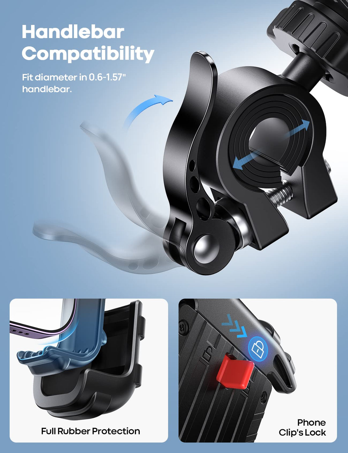 Lamicall Bike and Motorcycle Phone Mount, Black