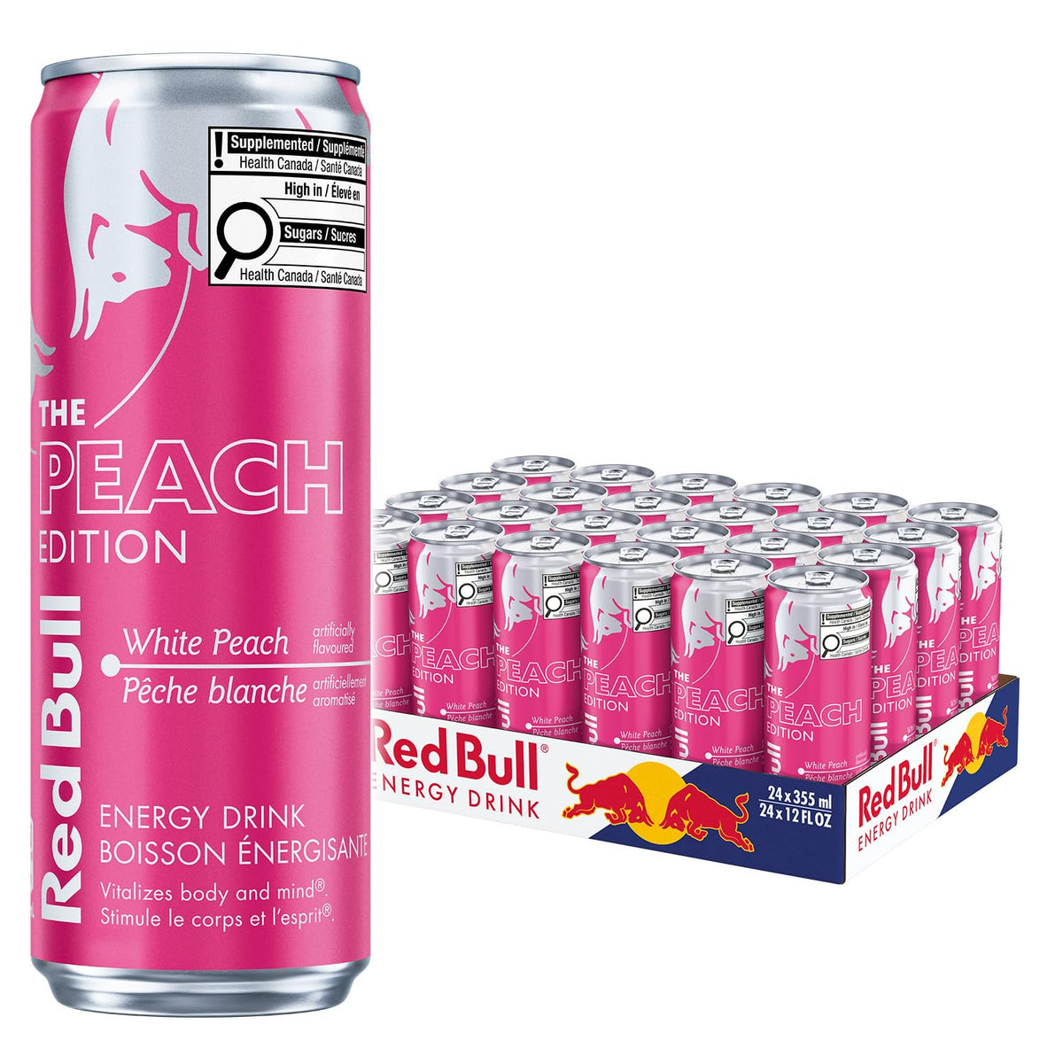 Red Bull Energy Drink, White Peach, 355 mL, 24 Pack