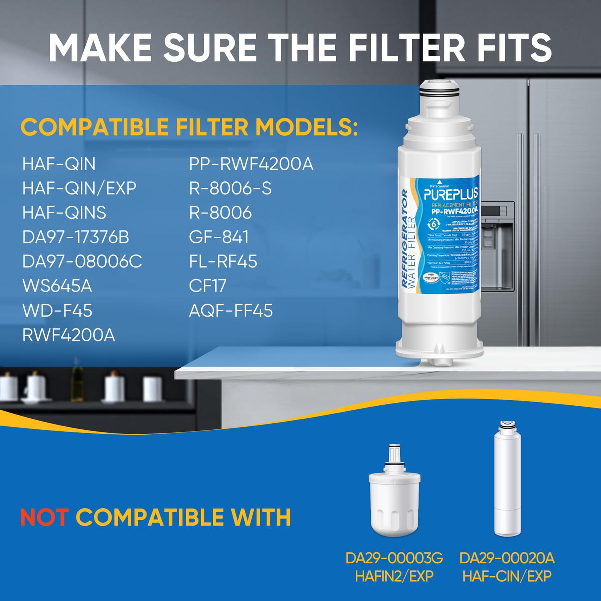 PUREPLUS DA97-17376B Water Filter for Samsung, 3-Pack